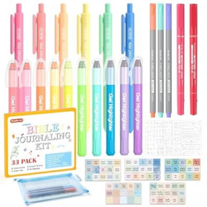 Shuttle Art Bible Highlighters and Pens No Bleed, 33 Pack Bible Journaling Kit, Bible Pens Gel Highli…
