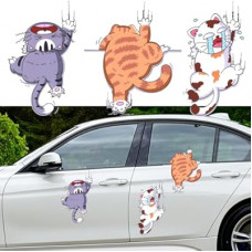 Scratch Cat Vinyl Car Sticker, Cute Three Cats Scratch Cover Funny Bumper Decal for Auto, Truck, Mot…