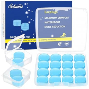 Ear Plugs for Sleeping, 20 Moldable Noise Cancelling Silicone Earplugs for Swimming, Snoring, Sleep and Stud…
