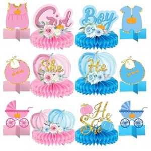 Zhanmai 12 Pcs Little Pumpkin Gender Reveal Decorations Baby Reveal Table Decorations with Hon…