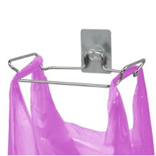 Trash Bag Holder for Cabinet Doors & Cupboards, Stainless Steel Garbage Bag Holder with Adhesive Base Stic…
