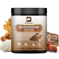 250g Mushroom Coffee - Lion's Mane Mushroom Instant Coffee Powder with Lions Mane, Reishi, Chaga, Cor…