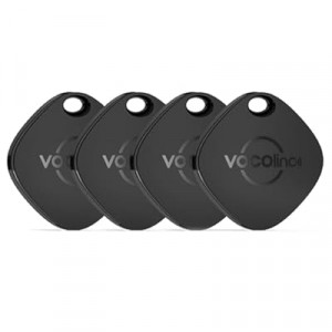 [Apple MFi Certified] VOCOlinc Air Tracker Tags 4 Pack Black, Smart Key Finder Work with Apple Find My AP…