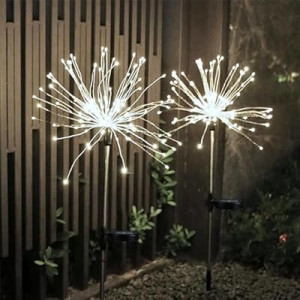 HFLYJPYW Solar Firework Lights 2Pcs Garden Lights Outdoor Waterproof, 120 LED with 8 Modes Twinkling an…