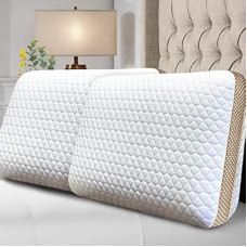 Sofslee Memory Foam Pillows Standard Size Set of 2, Medium Firm Pillow for Sleeping, Orthopedic Be…