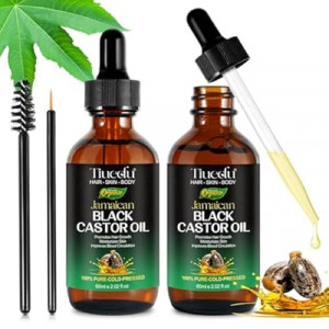Tiuedu 2PCS Jamaican Black Castor Oil for Hair Growth,Thicker Eyelashes & Eyebrows,Castor Oil for Face,Bod…