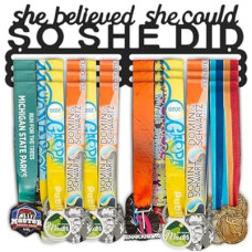 Dafftos Medal Hanger Ribbon Holder Wall Metal Rack Organizer Awards Ribbon Cheer Gymnastics Soccer Ru…