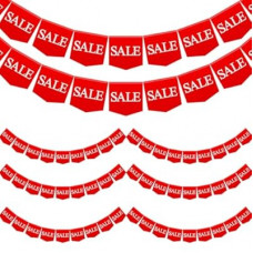 Mindsoft 8 Pcs Sale Signs - 7.7 Inches x 6.5 ft Vinyl Plastic Bright Red Flags Pennant for Garage Yard Business R…