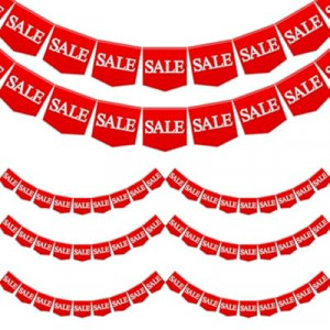 Mindsoft 8 Pcs Sale Signs - 7.7 Inches x 6.5 ft Vinyl Plastic Bright Red Flags Pennant for Garage Yard Business R…