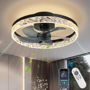 AHAWILL Crystal Ceiling Fans with Lights,19.7
