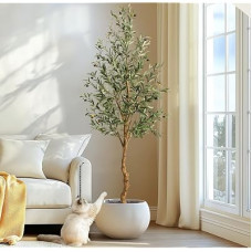 GAOMON Artificial Olive Tree 6ft(72in) Tall Artificial Trees with Basket Artificial Olive Plant Fake Ol…