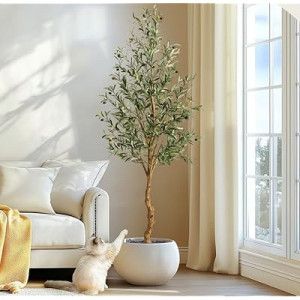 GAOMON Artificial Olive Tree 6ft(72in) Tall Artificial Trees with Basket Artificial Olive Plant Fake Ol…