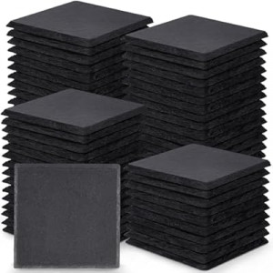 72 Pieces Slate Drink Coasters, GOH DODD 4 Inch Black Coasters Stone Coaster Set, Laser Engrav…