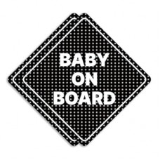 GEEKBEAR Baby on Board Sticker or Magent for Cars - 2 Pack Safety Signs, 6.8 x 6.8 in (Sticker, Black)