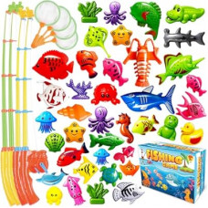 CozyBomB™ Magnetic Fishing Toys Game Set for Kids | Water Table Bathtub Kiddie Pool Party Pole Rod…