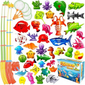 CozyBomB™ Magnetic Fishing Toys Game Set for Kids | Water Table Bathtub Kiddie Pool Party Pole Rod…