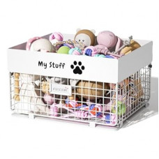 qeerable Dog Toy Box- Metal Large Dog Toy basket for Small Dog - Dog Toy Storage Bin for Pet - Personaliz…