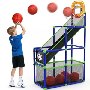EagleStone Arcade Basketball Hoop Game Indoor, Ajustable Height Indoor Basketball Hoop with 4 Balls Storag…
