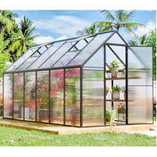 Polycarbonate Greenhouse Kit,12x6x6 FT Outsides Aluminum Frame Heavy Duty Green House wit…