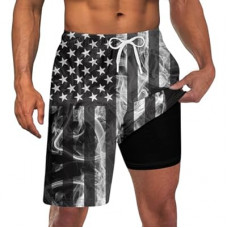 Goodstoworld Men's Funny Swim Trunks with Compression Liner 2 in 1 Quick-Dry 9