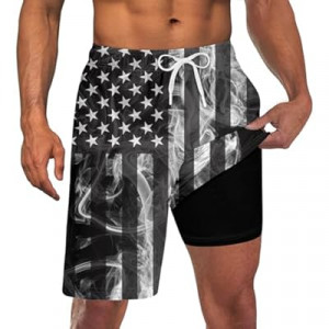 Goodstoworld Men's Funny Swim Trunks with Compression Liner 2 in 1 Quick-Dry 9
