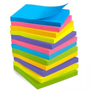 OHOME Sticky Notes - 12 Pads, 3”x3” - Colorful Self-Stick Post Notes Bulk - Office Desk Accessories | Teacher Cl…