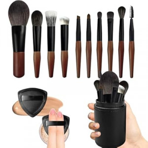 Travel Makeup Brush Set with Case, Mini Makeup Brushes Set for Powder, Foundation, Eyeshadow, Lip, Highli…