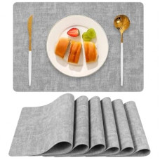 Boobezeen Faux Leather Placemats Set of 6, Heat Resistant Wipeable Washable Vinyl Place Mats, Waterpr…