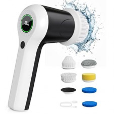 PUFTEM Electric Spin Scrubber, Cordless Shower Scrubber with Battery Level Display, 2 Speeds Elec…