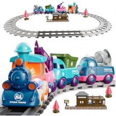 Lipneaed Train Set for Toddlers, Magnetic Train Toys for Toddlers 3+, 4pcs Trucks Toy Train for Boys and…