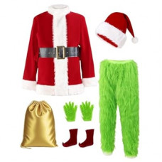 ACH Christmas Costume Adults Men Santa Claus Suit 7PCS Deluxe Professional Furry Xmas Halloween…
