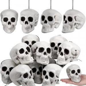 Lenwen 12 Pcs Horror Christmas Skull Hanging Tree Ornament Decor Plastic Mini Halloween Skulls Head Small…