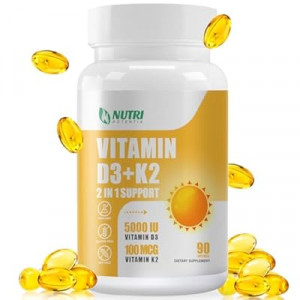 NUTRI POTENTIA Vitamin D3 K2 Supplement with MCT Oil, Vitamin D3 5000 IU and K2 100 mcg Softge…