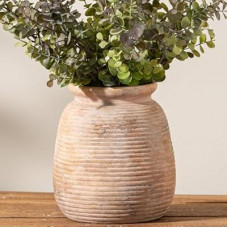 Ceramic Flowers Rustic Vase, Neutral Pottery Farmhouse Vases Home Decor, 7.48