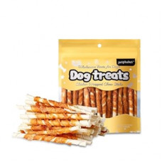PETPHABET Chicken Wrapped Rawhide Dog Treats - Hide Twists Sticks for Chew, Natural Pet Snack f…