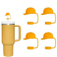 MOGOXION Straw Covers Cap for Tumblers 4 Pcs Yellow Hat Stanley Cup Toppers 0.4 in 10 mm Silicone…