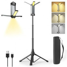 Rechargeable LED Work Light with Stand, Cordless Camping Light with Portable Telescopic Bracket, 6AH B…