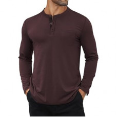 Hardaddy Color Contrast Henley Shirt Long Sleeve Button T-Shirt Henley Tshirt for Men Basic Pullover Shirt…
