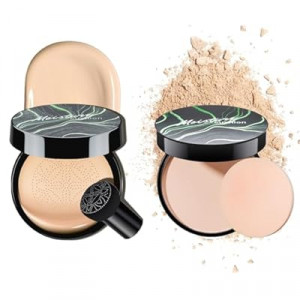 Mushroom Head Air Cushion CC Cream with Setting Powder Makeup Set, Blurs Fine Lines & Imperfection…