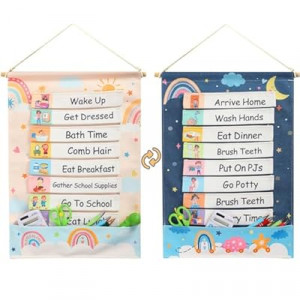 Blosssound Visual Schedule for Kids Chore Chart Morning Bedtime Routine Chart Hippie Boho Daily Ca…