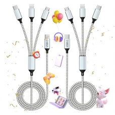 USB C Multi Charging Cable, (2 Pack 4FT), 3 in 1 Charging Cable Nylon Braided Universal Charger Cable wi…