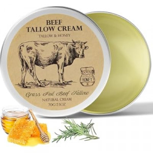 MROUVIK Beef Tallow for Skin, Tallow and Honey Cream,Tallow Face Moisturizer, Natural Grass-Fed Beef…