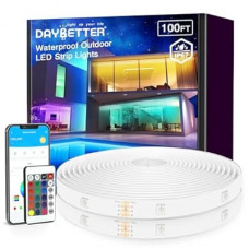 DAYBETTER 100ft Outdoor LED Strip Lights, Waterproof, IP67 Outdoor LED Lights with Remote, Bluetooth APP…
