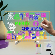 Acrylic Dry Erase Board with Light Up Stand 7 Colors Markers LED Drawing Memo Message Board Note Board…