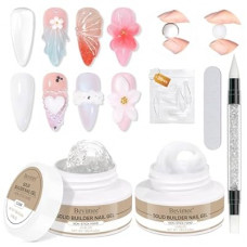 Bevimee Solid Builder Gel for Nails 2PCS, Sculpting Gel 3D Nail Art Non-Stick Hand, Clear & White, Hard Gel…