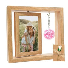 Sinlxcoy Unique Gifts for Mom, Wife, Grandma, Double Sided 4x6 Picture Frame with Pink Artificial Roses | M…