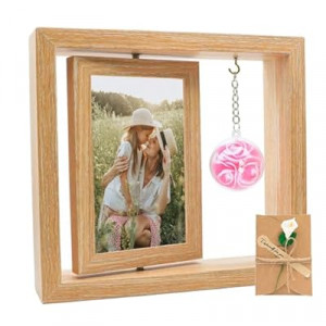 Sinlxcoy Unique Gifts for Mom, Wife, Grandma, Double Sided 4x6 Picture Frame with Pink Artificial Roses | M…