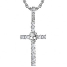 Sinlxcoy Skull Cross Necklace - 14k Gold/Silver Plated Unisex Jewelry with Moissanite & CZ Rhinestones,…