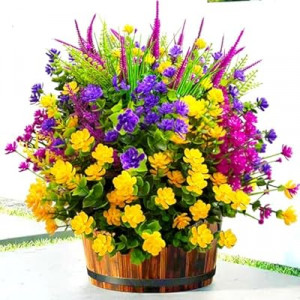 TSTWETO Artificial Flowers for Outdoors, 20 Bundle Artificial Plants Outdoor Fake Flowers UV Resistant,…