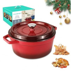 HAUSHOF 5.3QT Enameled Cast Iron Dutch Oven with Lid, Non-Stick Pot for Sourdough Bread Baking, Stewi…